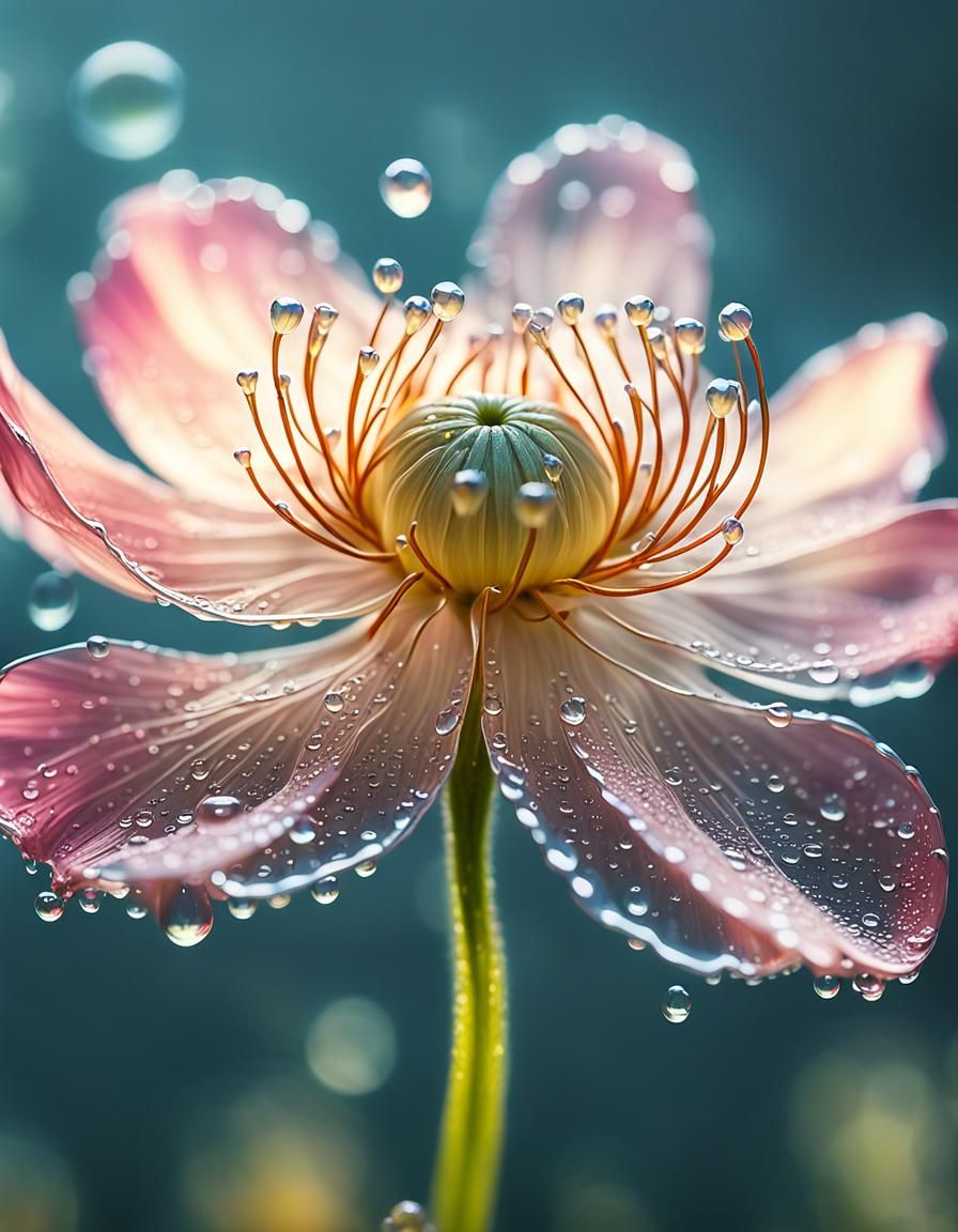 Translucent Jelly Flower in Hyper-Realistic Digital Art