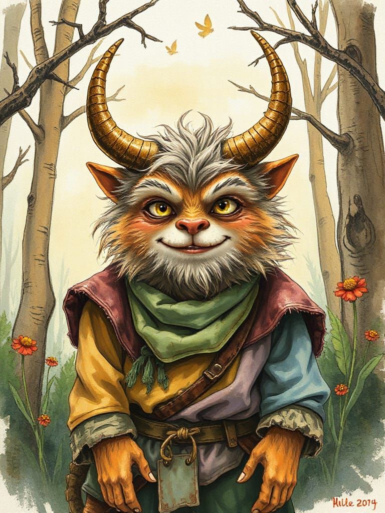 Playful Furry Creature in Whimsical Forest Setting