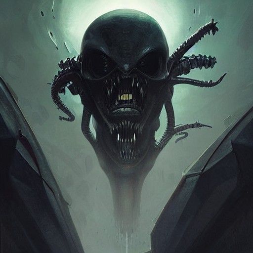 Sinister Alien Queen in Dark Fantasy Style