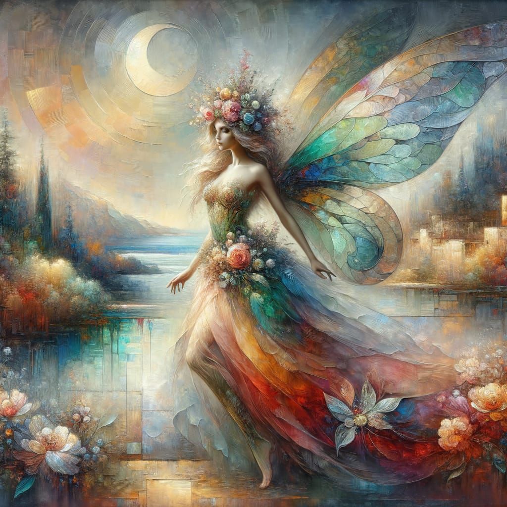 A charming fairy with intricate details and heart motive wea...