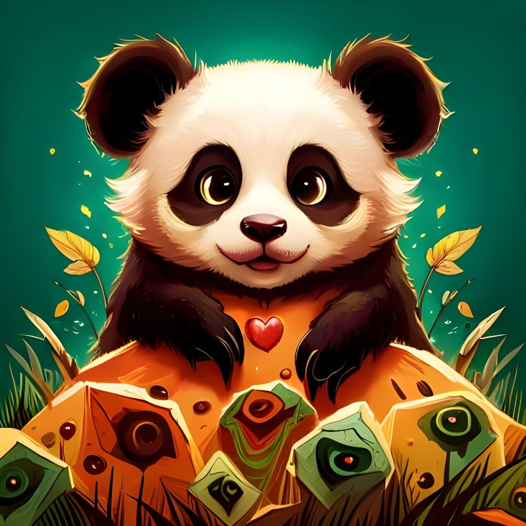 Adorable Panda Cub in Hyperrealistic Splash Art