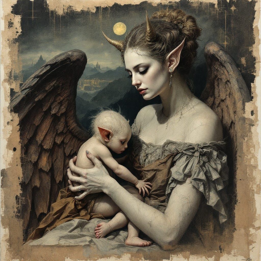 Ethereal Queen in Ancient Juxtaposition