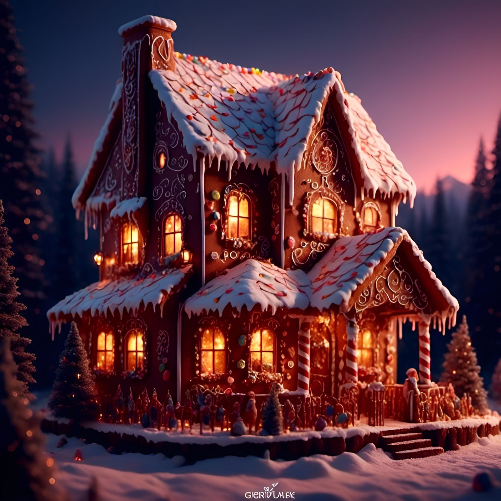Animated Gingerbread House with Cute Design