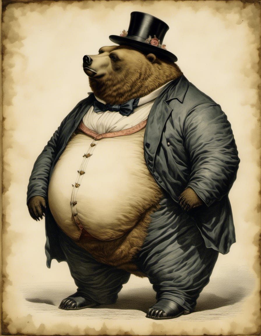 Victorian Bear Portrait in Historical Style