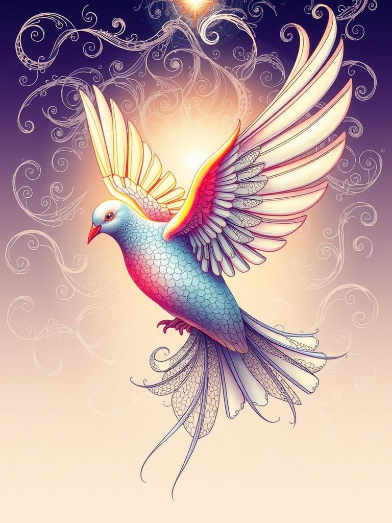 Regal Dove Descends in Iridescent Hues
