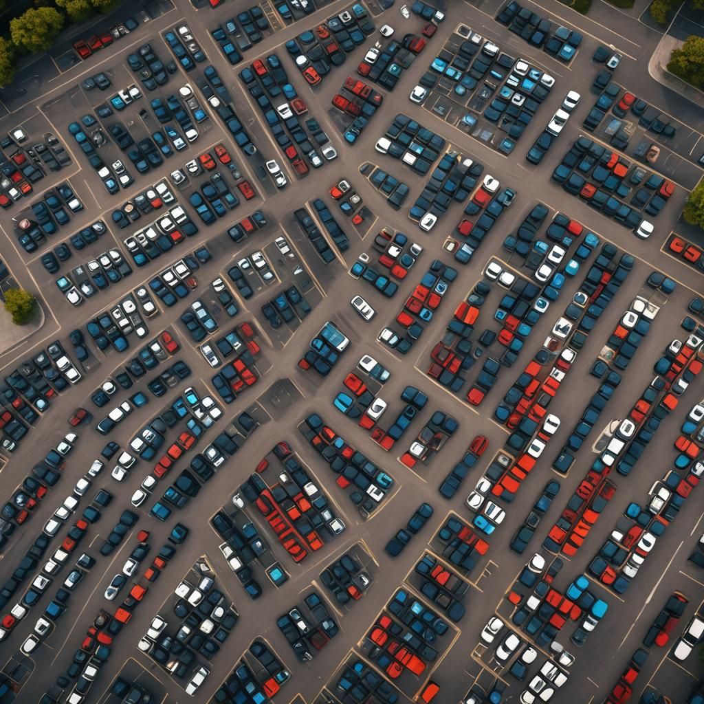 Aerial View of a Parking Lot: Photorealistic Matte Painting