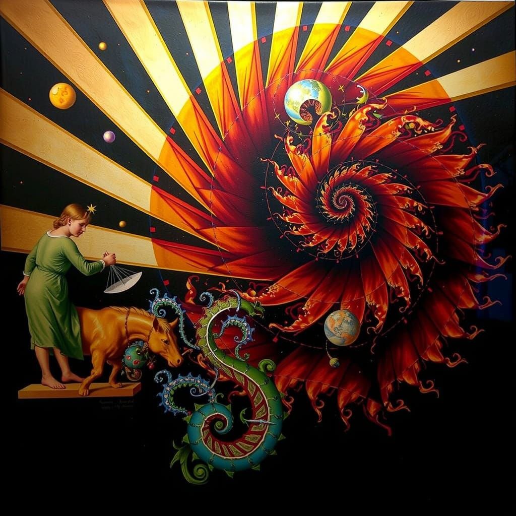 Abstract Geometric Curves and Spirals in Digital Art