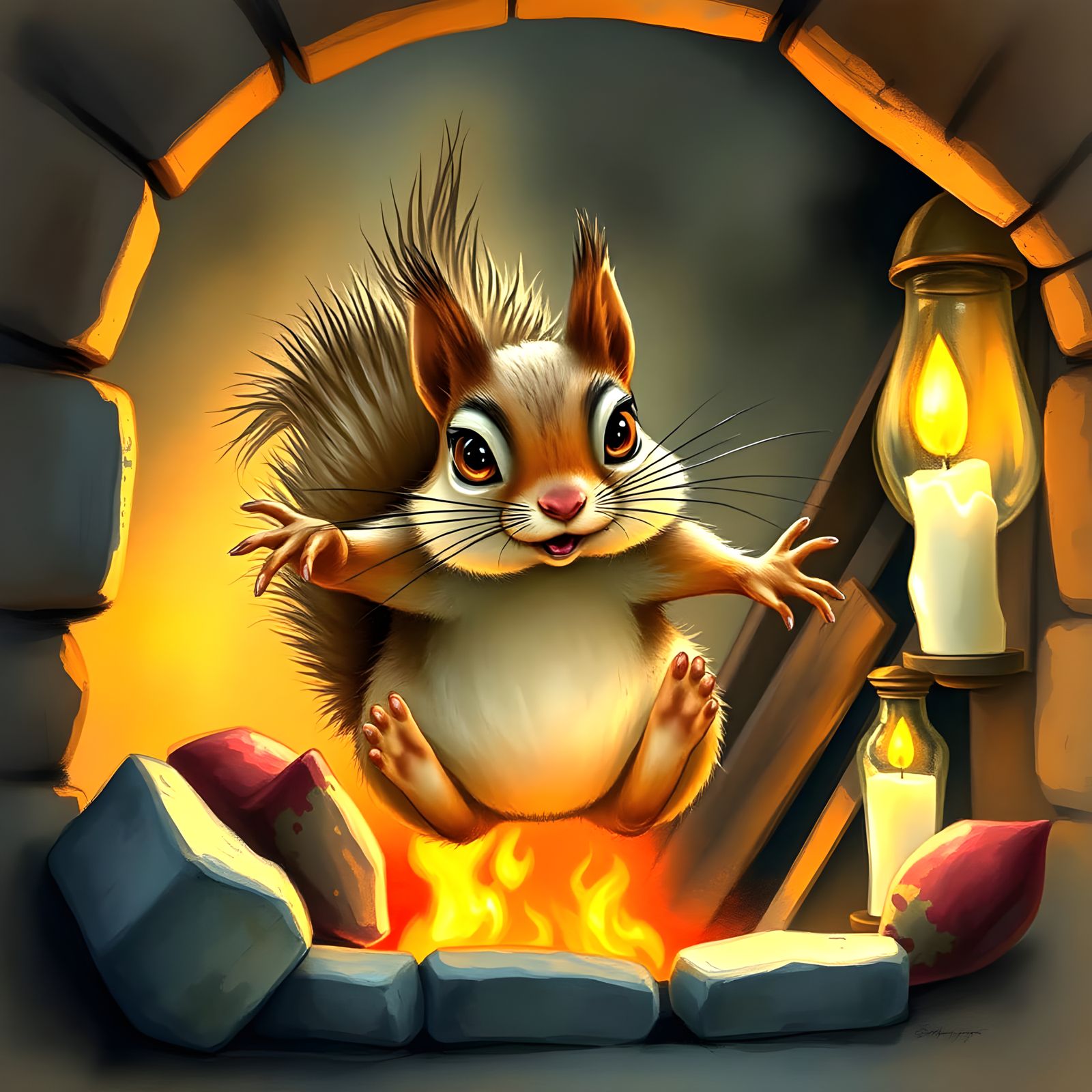 Squirrel Plunges from Fireplace in Shocked Descent