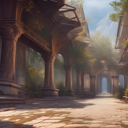 Ancient Roman Street in Fantasy RPG Style