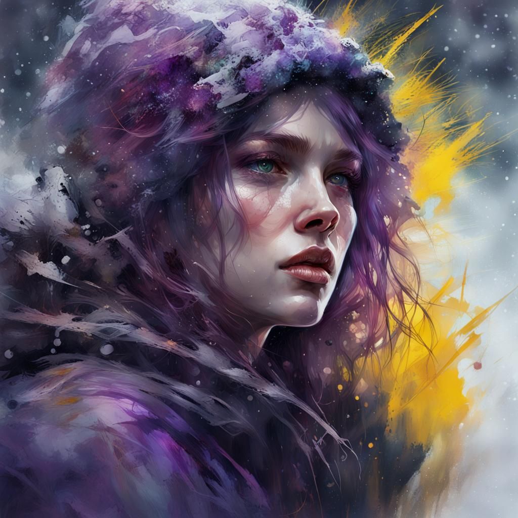 Winter Dark Fantasy in Watercolor Style