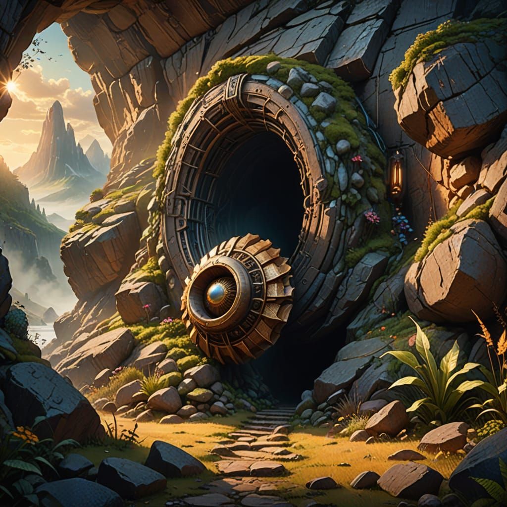 Giant Ear Tunnel Entrance in Surreal Fantasy Art