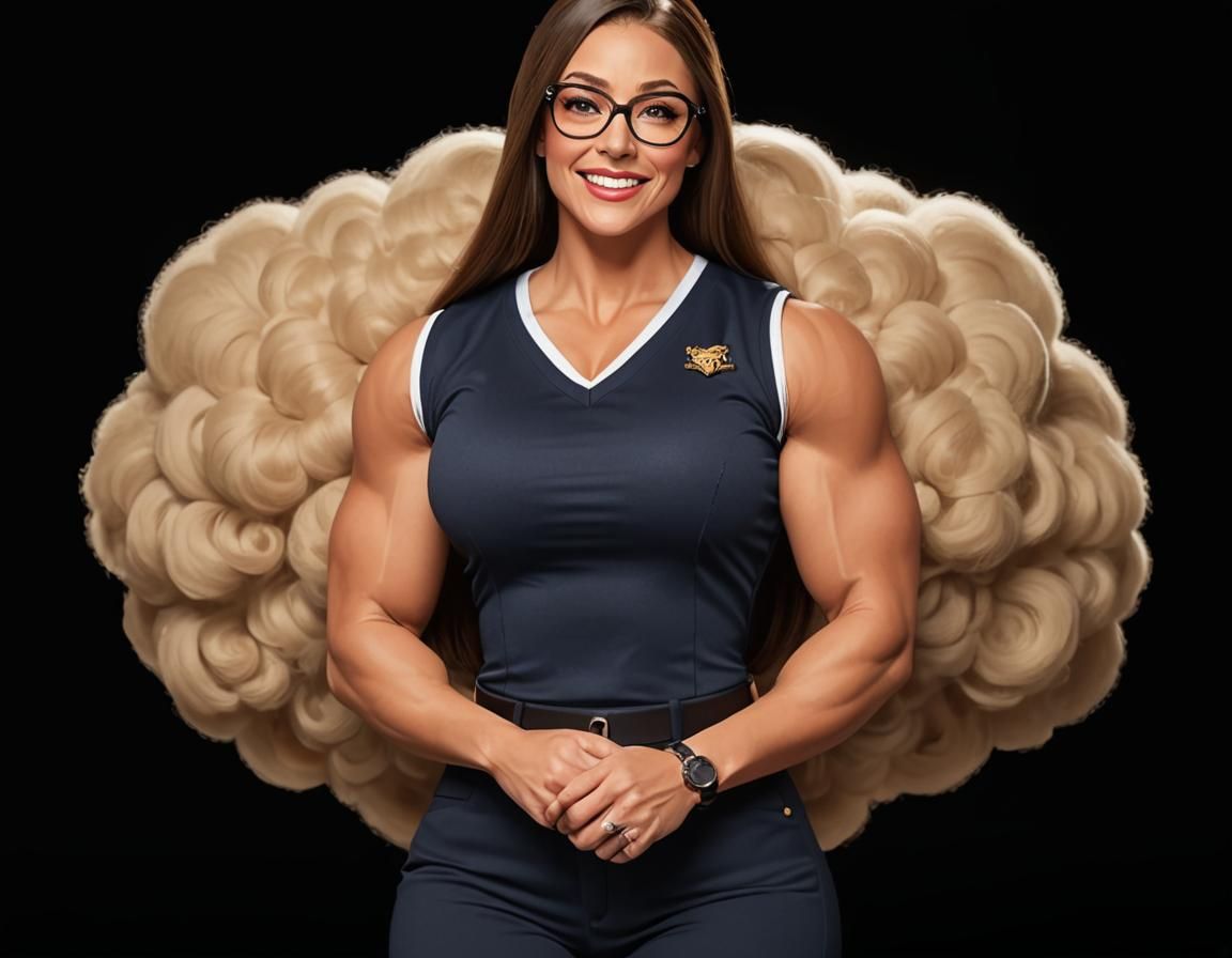 Cute Nerdy Bodybuilder in School Uniform