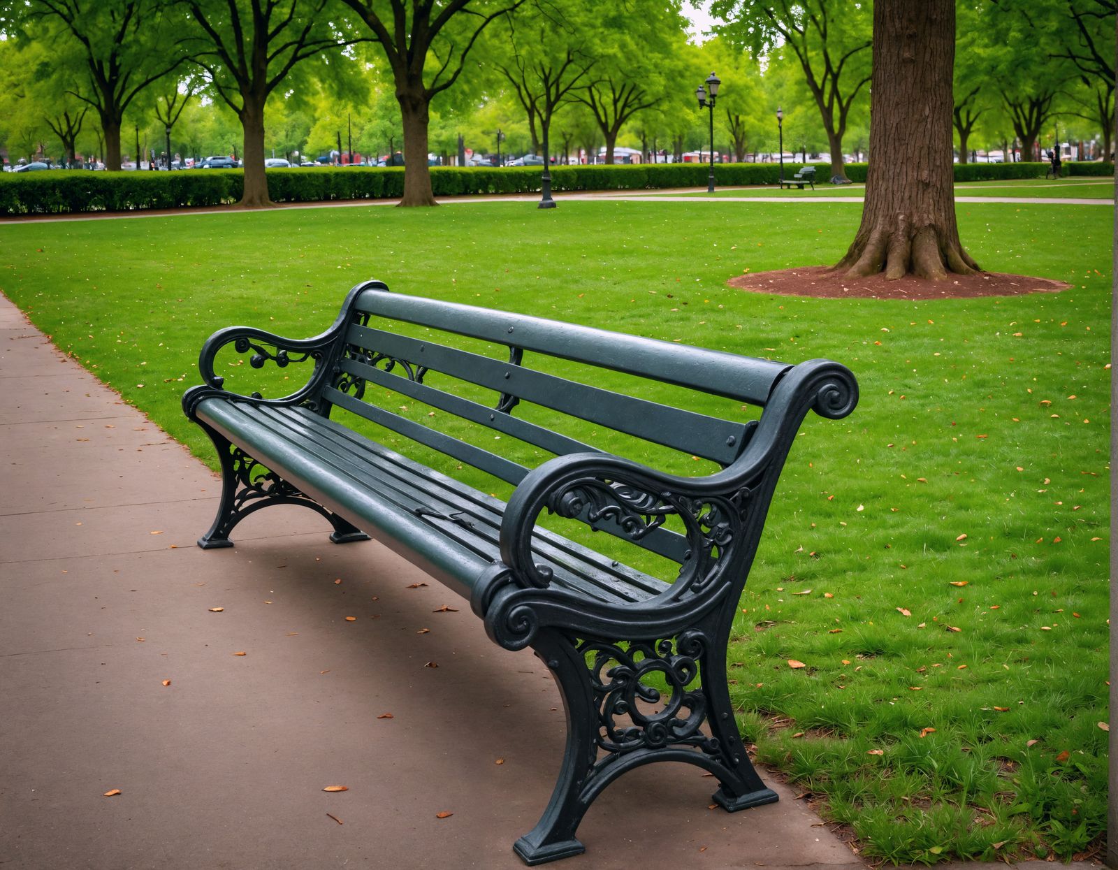 Stunning City Park Bench in Hyperrealistic Detail