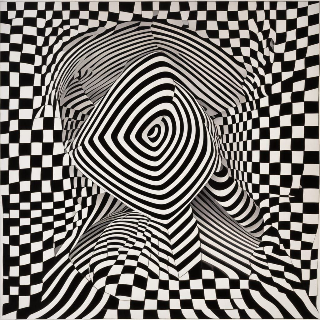 Vibrant Optical Illusion Art in Black and White