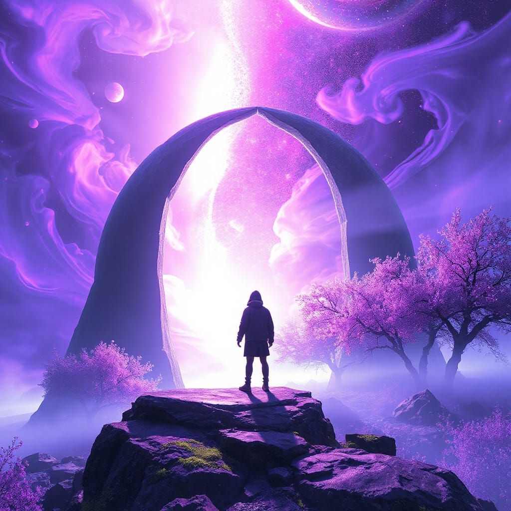 Surreal Portal to Iridescent Dreamscape as Digital Art