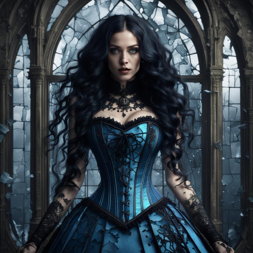 Gothic Alice in Shattered Glass: Fantasy Art