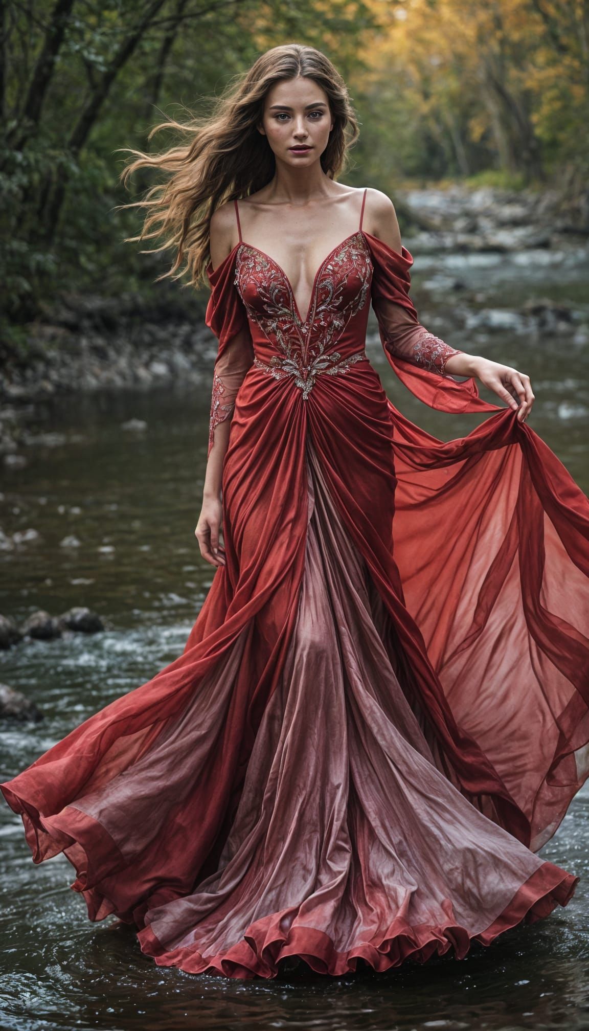 The Lady of the Lake in Vibrant Silk Gown