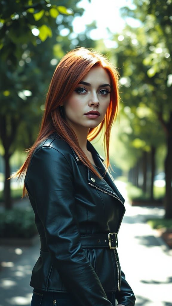 Cyberpunk Woman in Urban Oasis