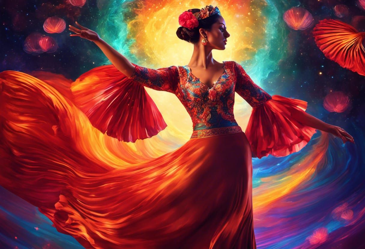 Flamenco Dancer in Electric Astral Holographic Style