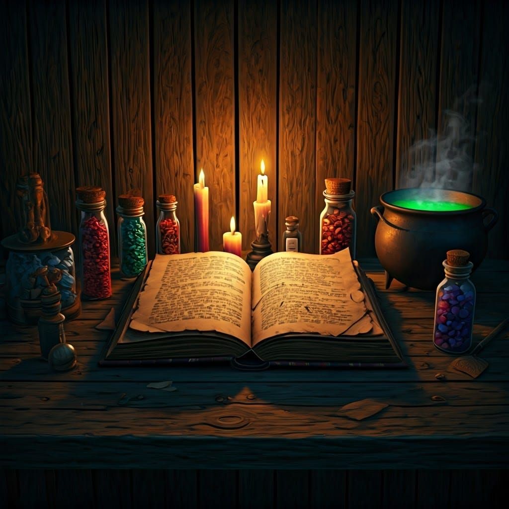 Mystical Witch's Spell Chamber in Darkened, Gothic Style