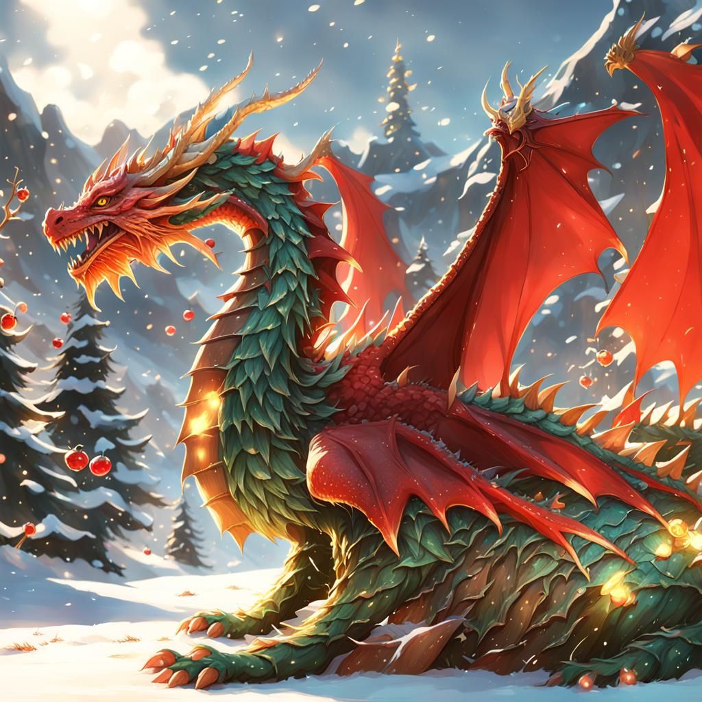 Detailed 3D Anime Holiday Dragon Art