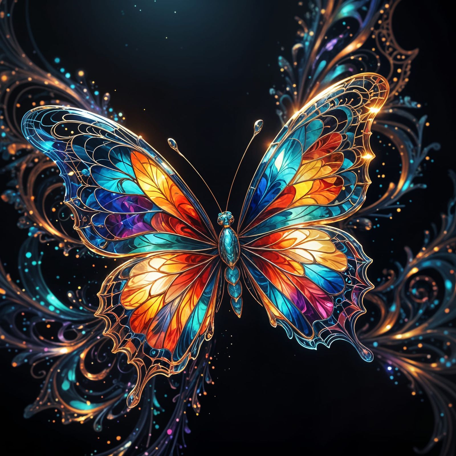 Mystical Butterflies in Vibrant Holographic Glass