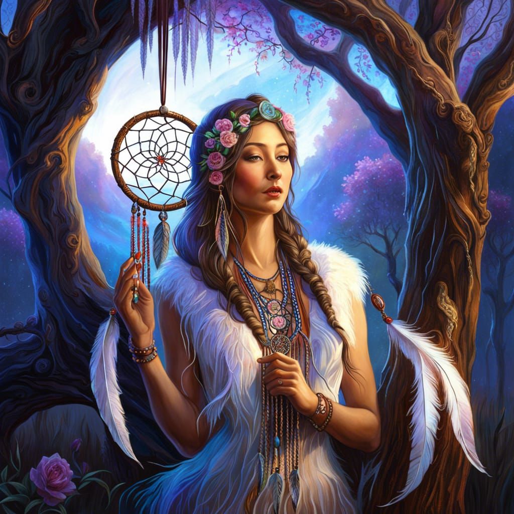 Dreamcatcher on Willow Tree: Hyperrealistic Digital Art