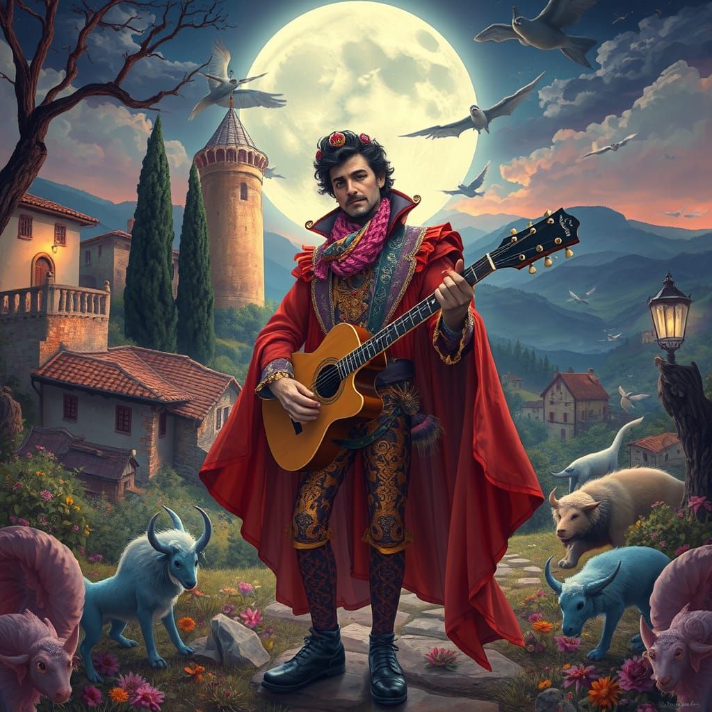 Italian Singer-Songwriter in Dreamlike Tuscan Landscape