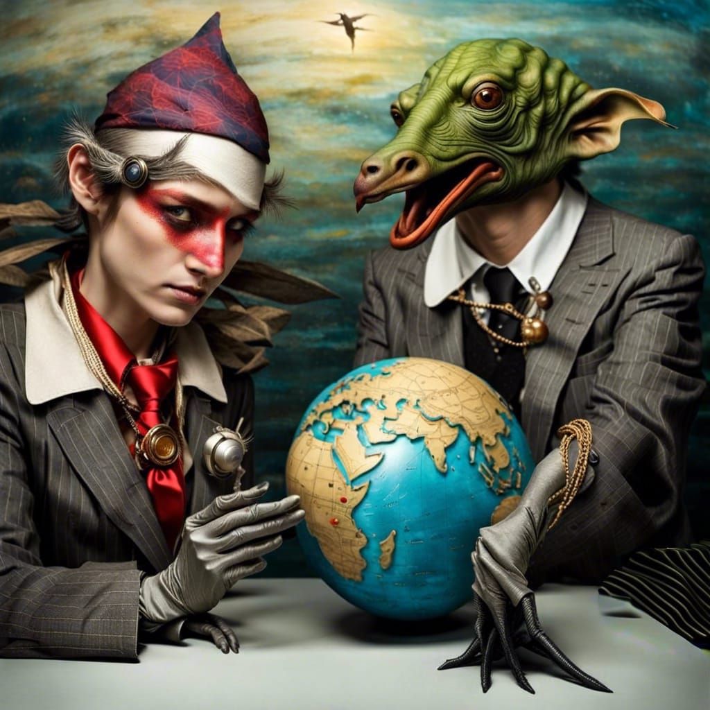 Surreal Alien Restaurant Celebration: Photorealistic Masterp...