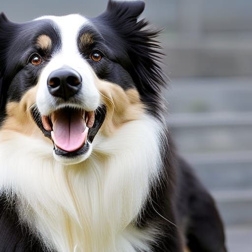 Grinning Border Collie with Fluffy Tail