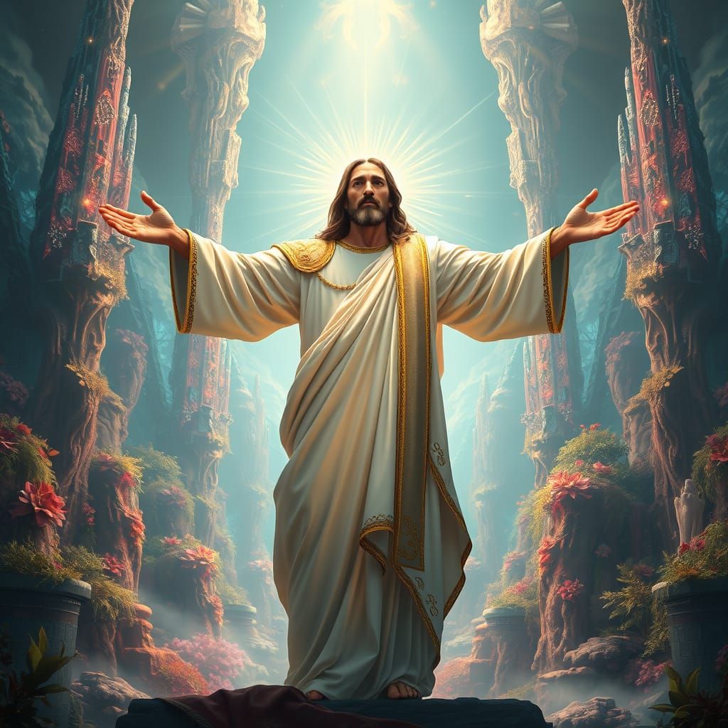 Majestic Jesus in Radiant, Ethereal Light