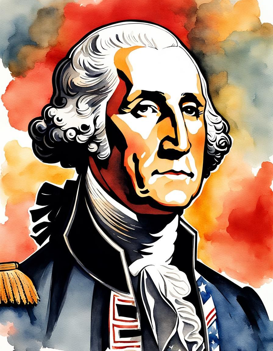George Washington Portrait in Art Deco Style
