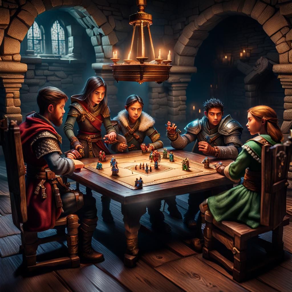 Dungeons and Dragons Game in Hyperrealism