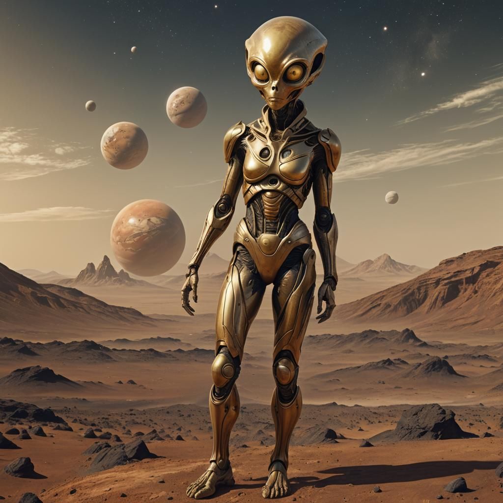 Alien Woman on Mars in Digital Art Style