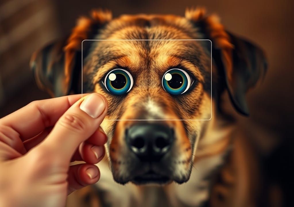 Humorous Mashup: Cartoon Eyes on Dog Photo