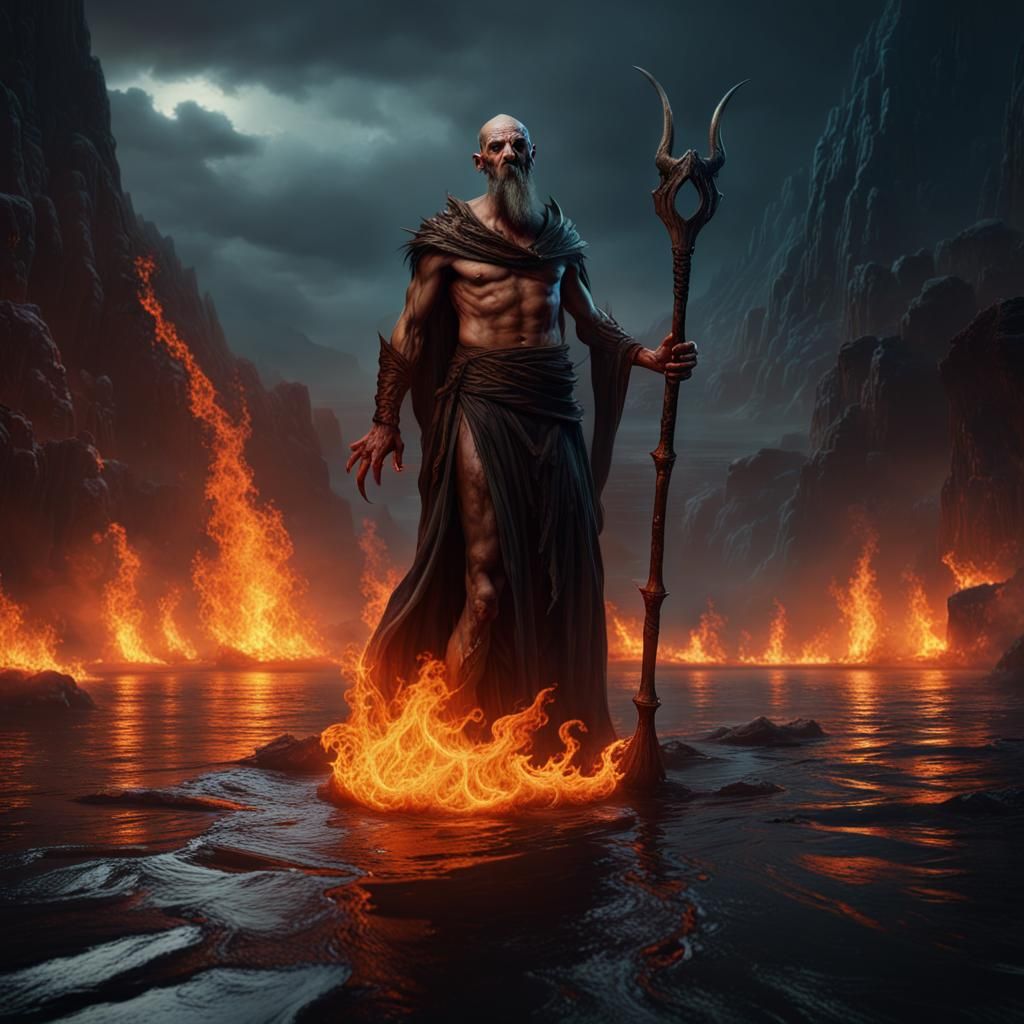 Horrific Charon, Ferryman of Hades in Dark Matte Painting