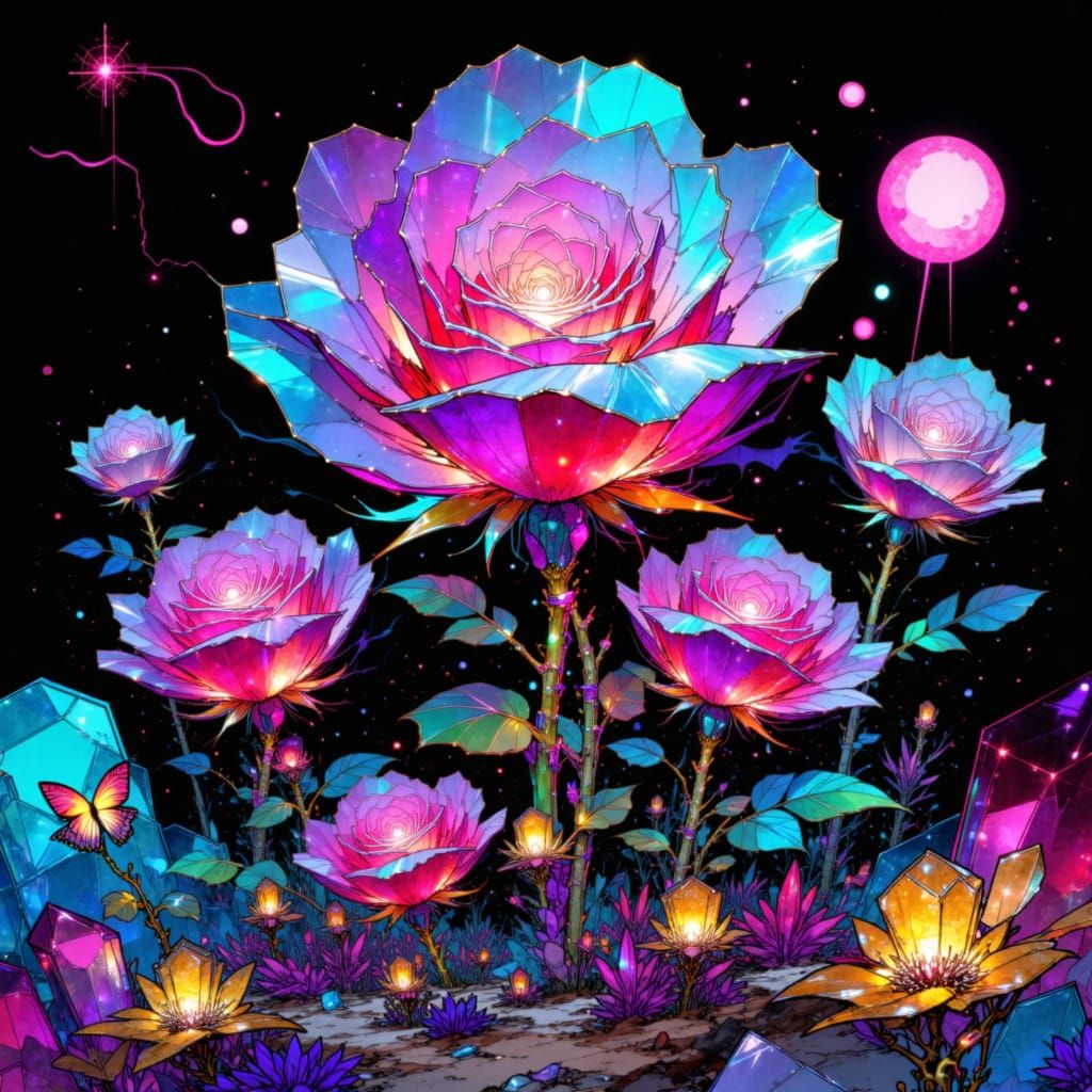 Sparkling Particle Roses in Glitching Code