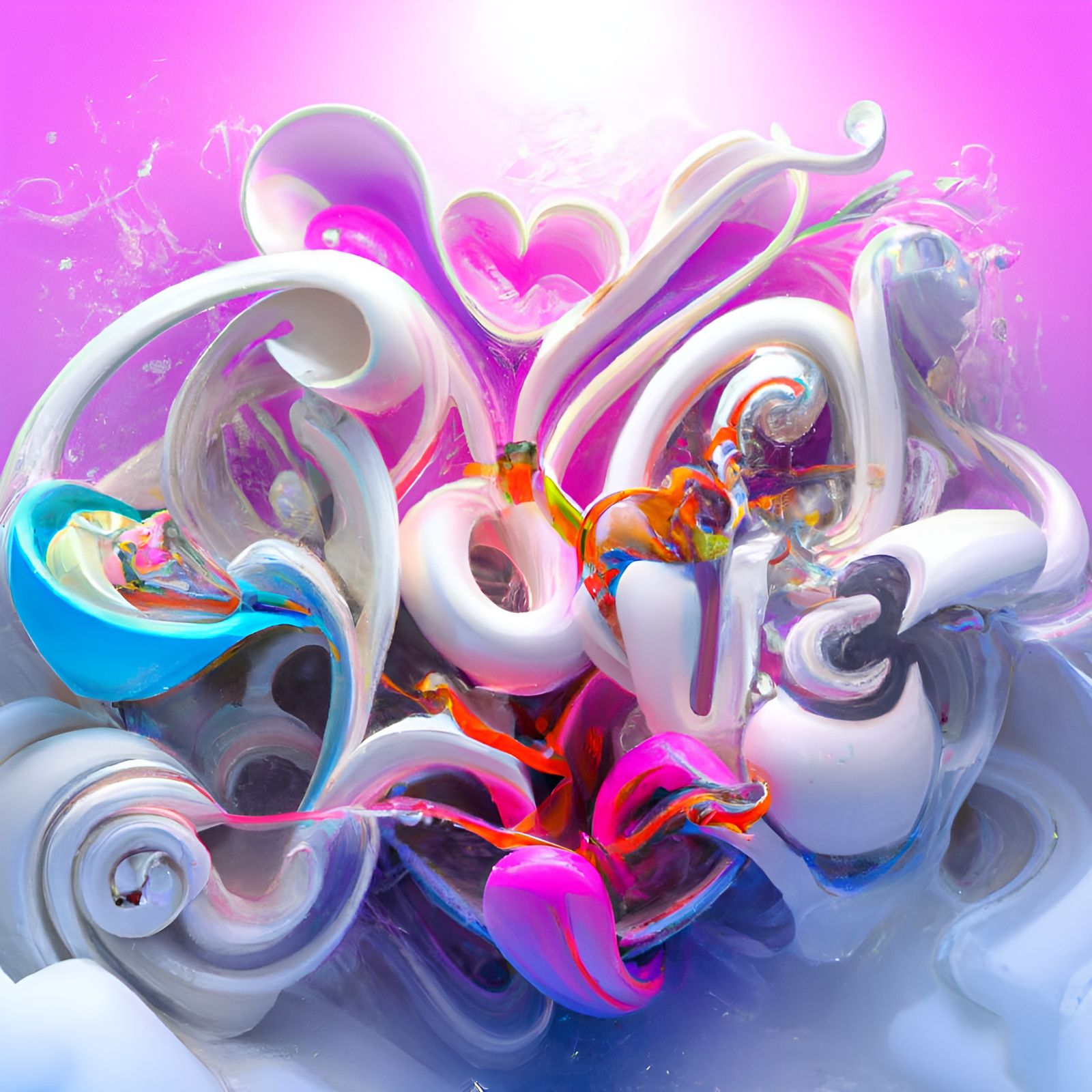 Abstract 3D Graffiti Art with Pastel Neon Colors