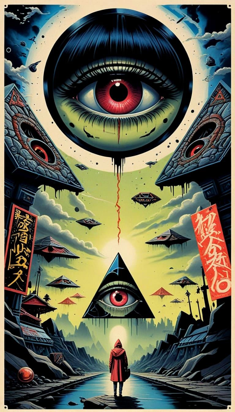 Surreal Dark Horror Sci-Fi in Cyberpunk Graffiti Style