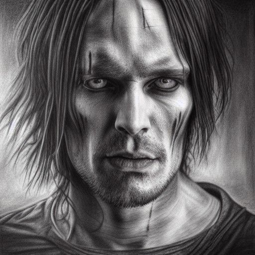 Gothic Figure in Charcoal Drawing