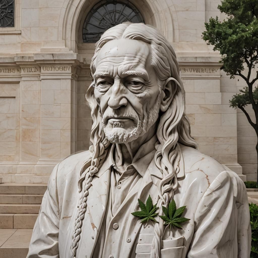 Willie Nelson Marble Statue with University of Texas Paintin...