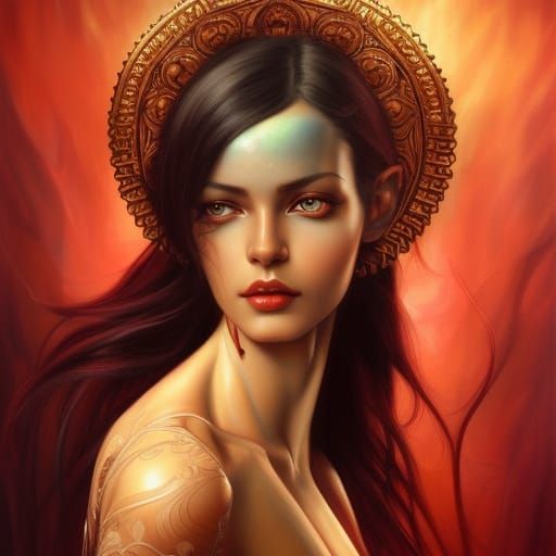 Neovictorian Woman Meditating in Jacek Malczewski Style