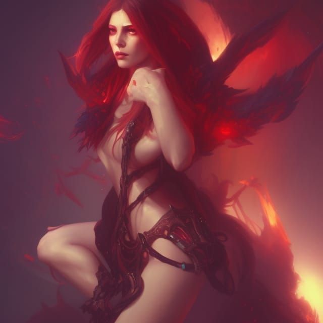 Detailed Demon Full Body Portrait in Dark Fantasy Style