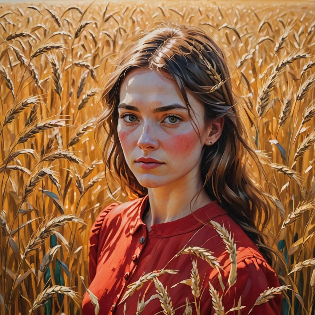 Girl in Red Dress: Fauvist Oil Painting