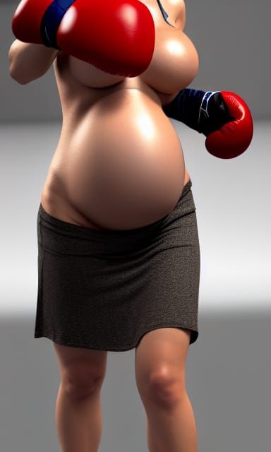 Pregnant Boxer in 3D Digital Art Style