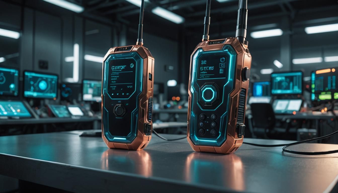 Futuristic Walky-Talky Concept Art in Neon Colors