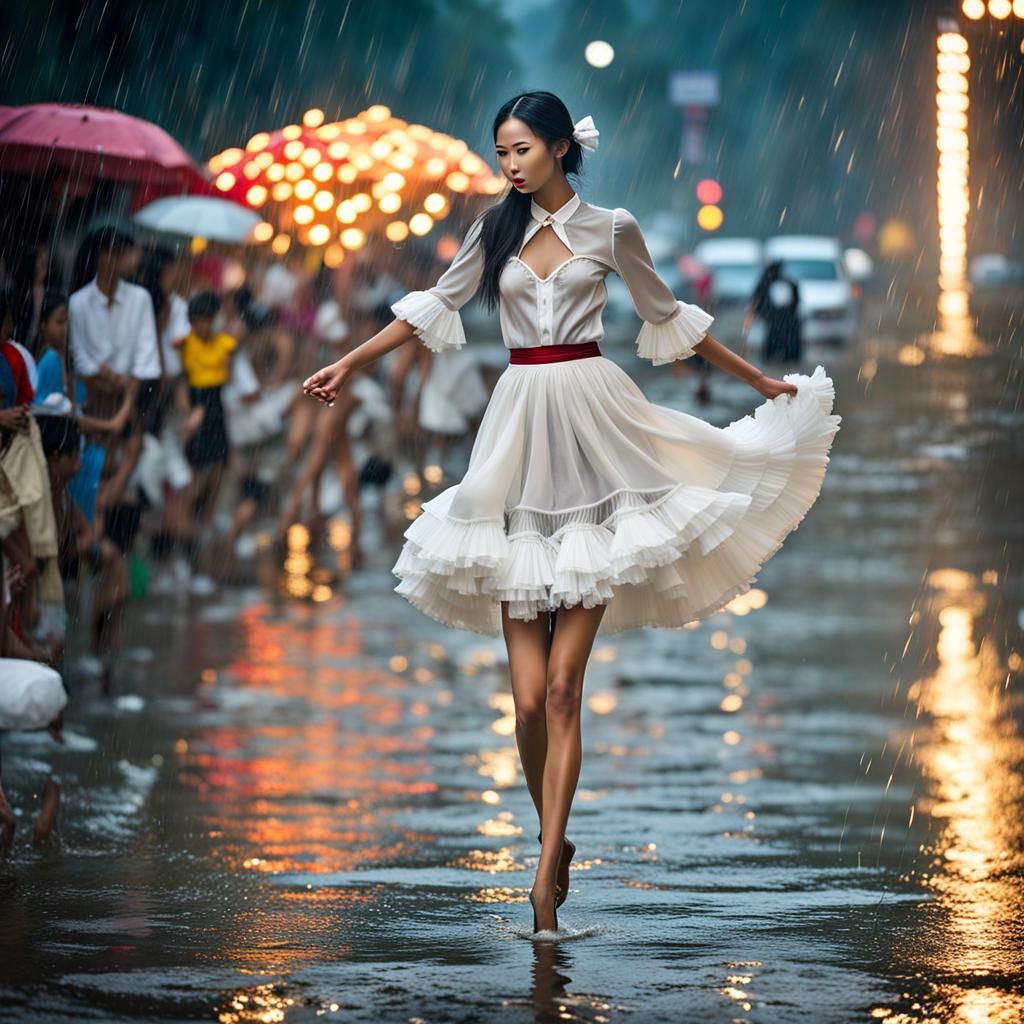 Chinese Supermodel in Thailand Hailstorm: Vogue Street Photo...