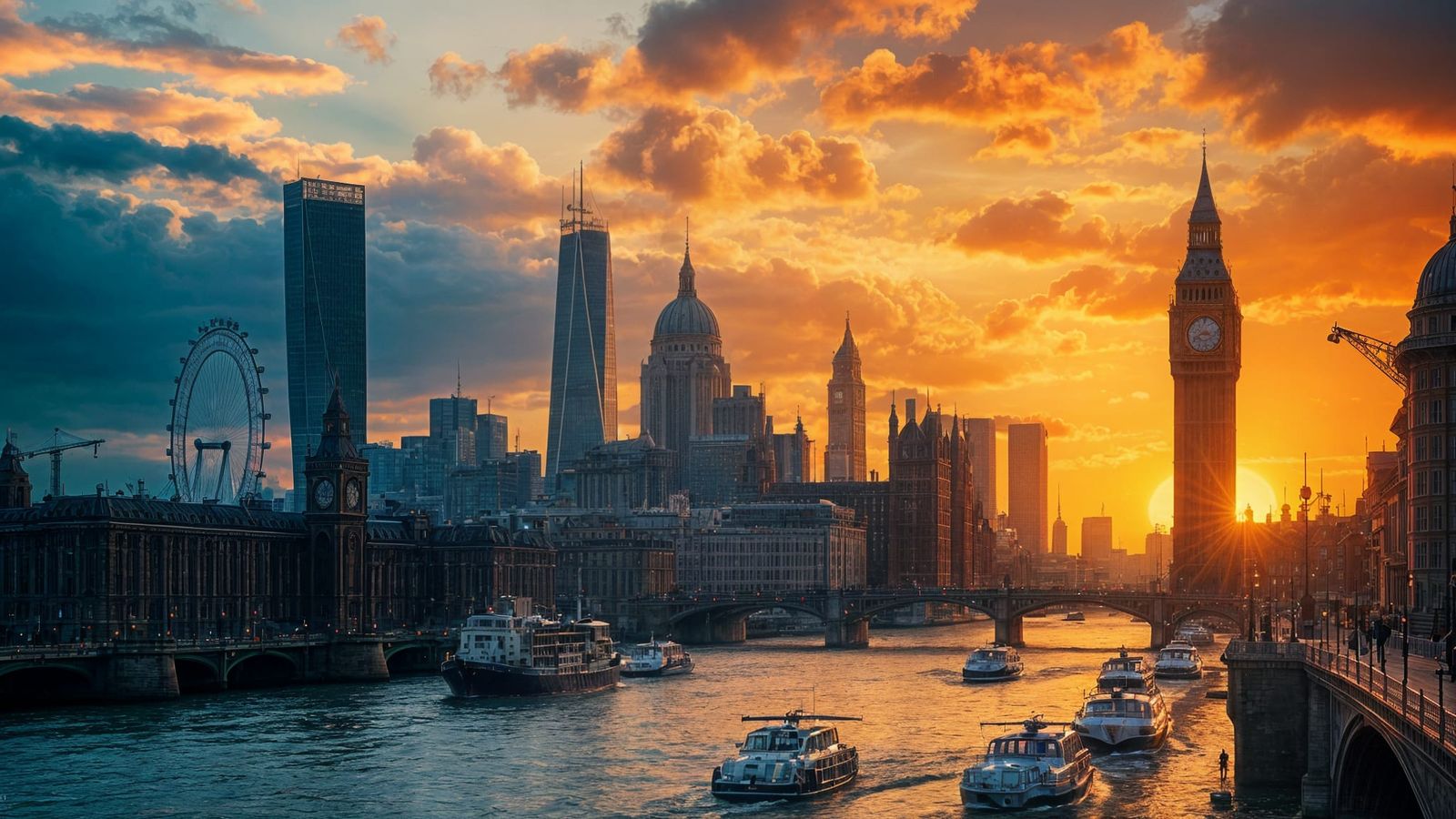 Industrial London Along the Thames as Matte Painting