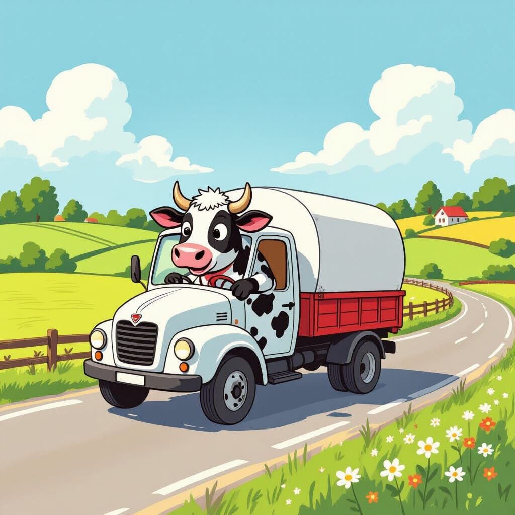 Cow Drives Milk Truck Learning to Read in Sunny Fields