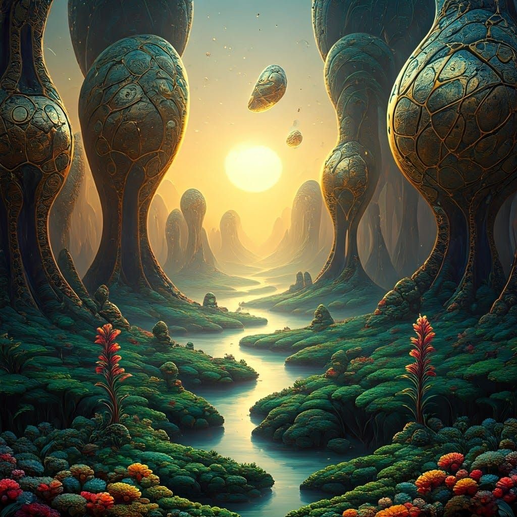 Hallucinogenic Alien Planet with Kintsugi Details